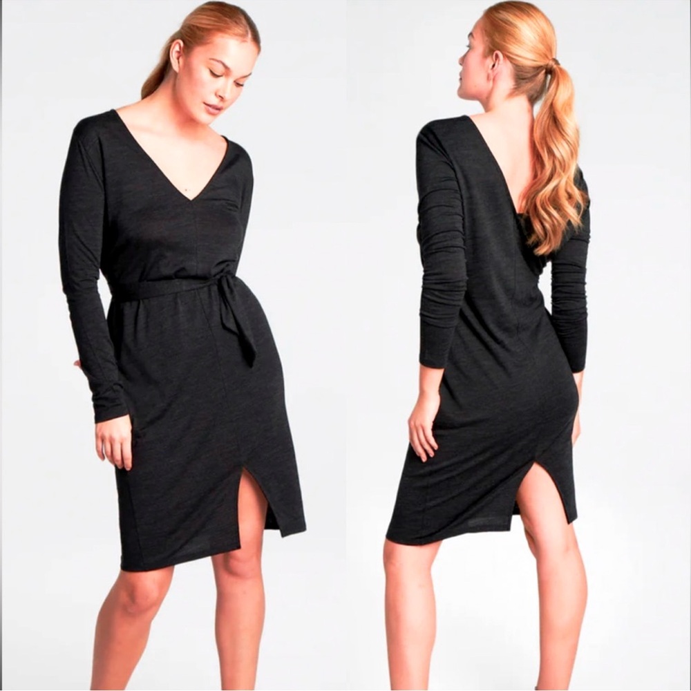 Reversible Merino Epoque Evolution EVERYWAY TIE DRESS black medium travel LBD